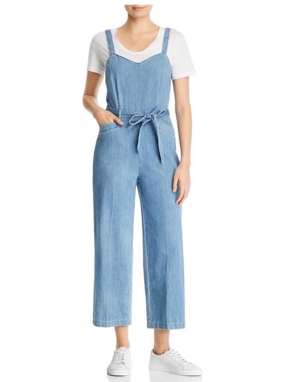 Paige denim Chambray Emma wide leg jumpsuit size Medium
